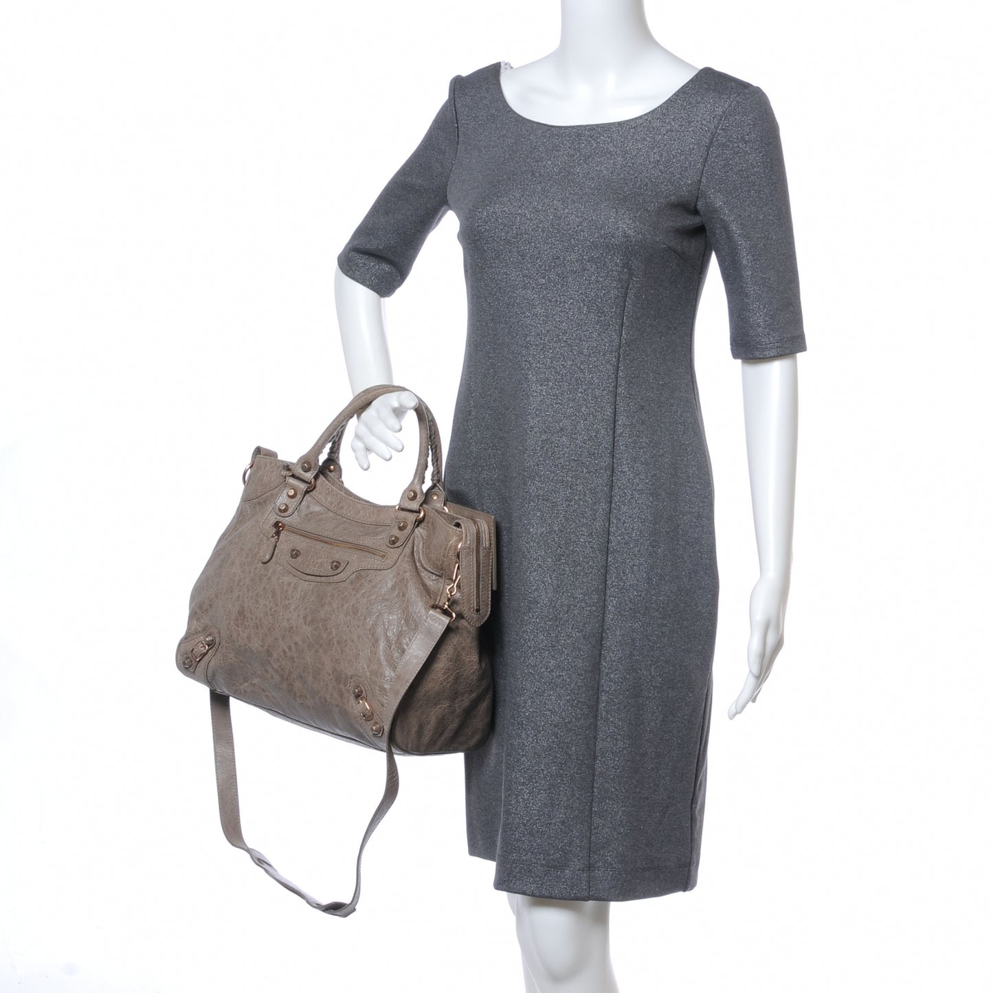 Agneau Giant 12 Rose Gold Hardware Velo Gris Poivre