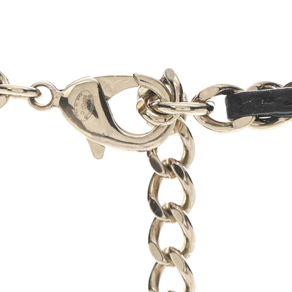 Chanel Metal Resin Quilted Flap Bag Hoop Mirror Necklace Black Gold 5 of 7
