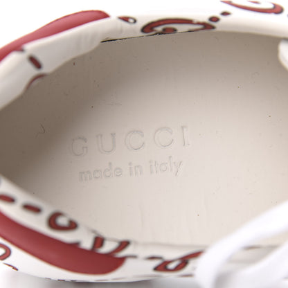 Gucci Calfskin GucciGhost Print Mens Ace Sneakers 11 White Hibiscus Red 7 of 10