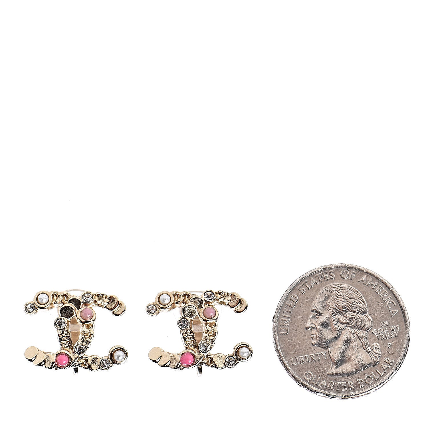 Chanel Crystal Pearl CC Clip On Earrings Gold 2 of 5