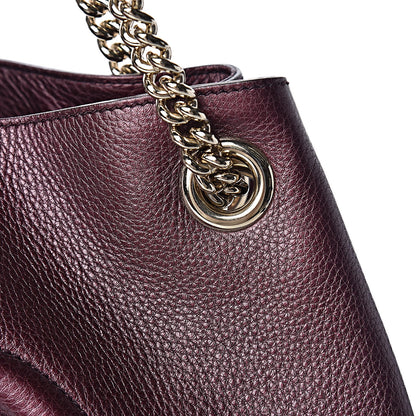 Gucci Metallic Cellarius Calfskin Medium Soho Chain Shoulder Bag Classic Burgundy 8 of 11