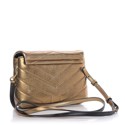 Saint Laurent Metallic Calfskin Y Quilted Monogram Toy Loulou Crossbody Bag Gold 3 of 13