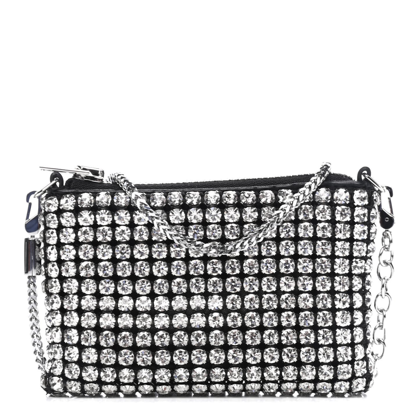 Mesh Crystal Rhinestone Nano Heiress Shoulder Bag Black Silver
