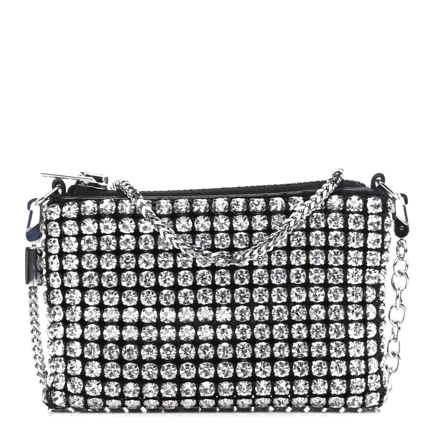 Alexander Wang Mesh Crystal Rhinestone Nano Heiress Shoulder Bag Black Silver 1 of 4
