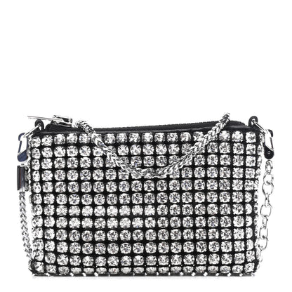 Alexander Wang Mesh Crystal Rhinestone Nano Heiress Shoulder Bag Black Silver 1 of 4