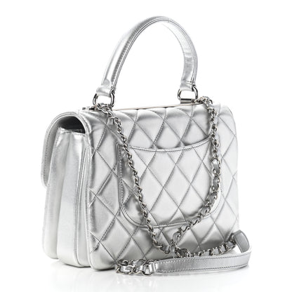 Chanel Metallic Lambskin Quilted Small Trendy CC Flap Dual Handle Bag Silver 3 of 9