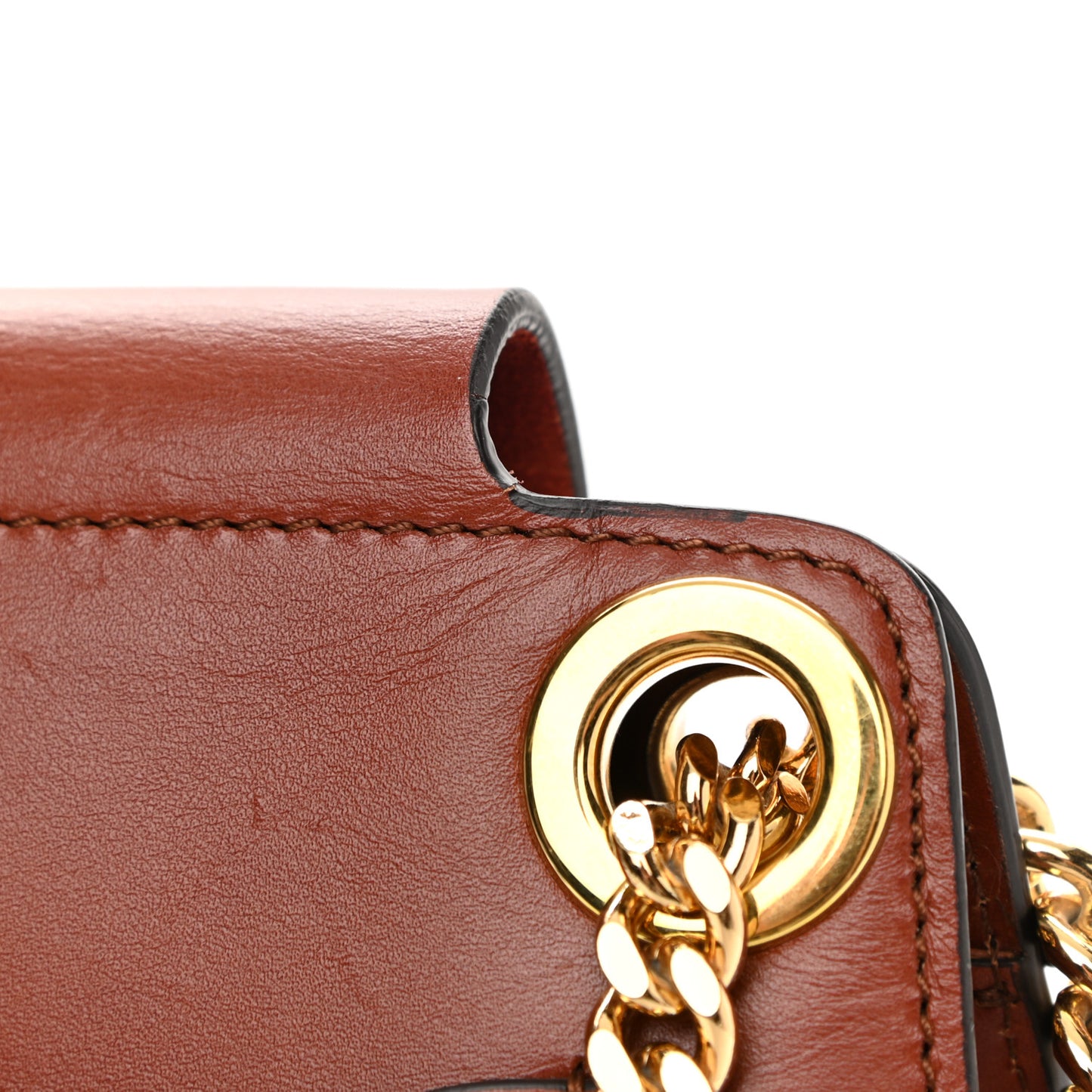 Shiny Calfskin Medium Annie Shoulder Bag Whiskey