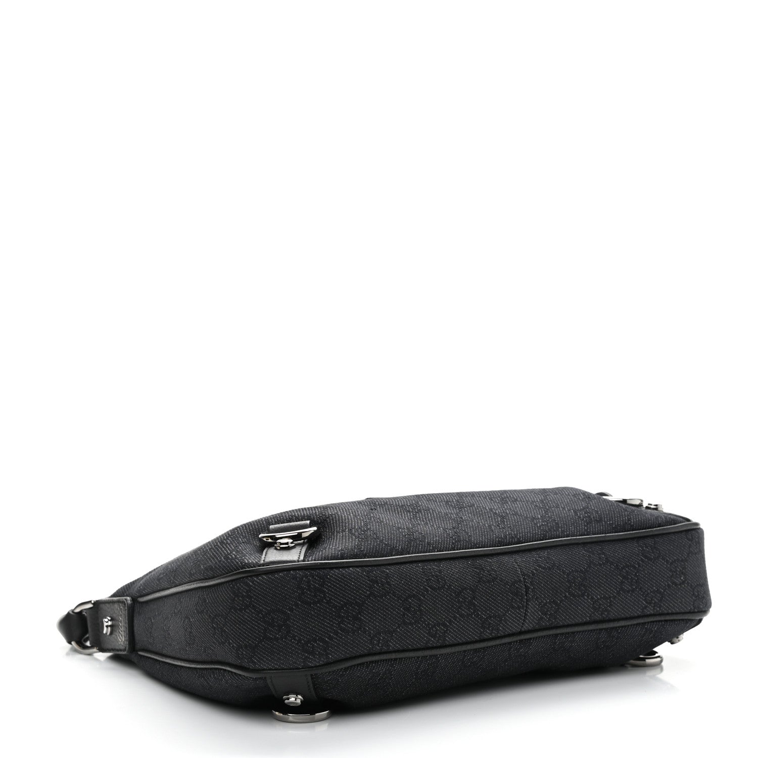Gucci Denim Monogram Abbey D Ring Hobo Black 4 of 10