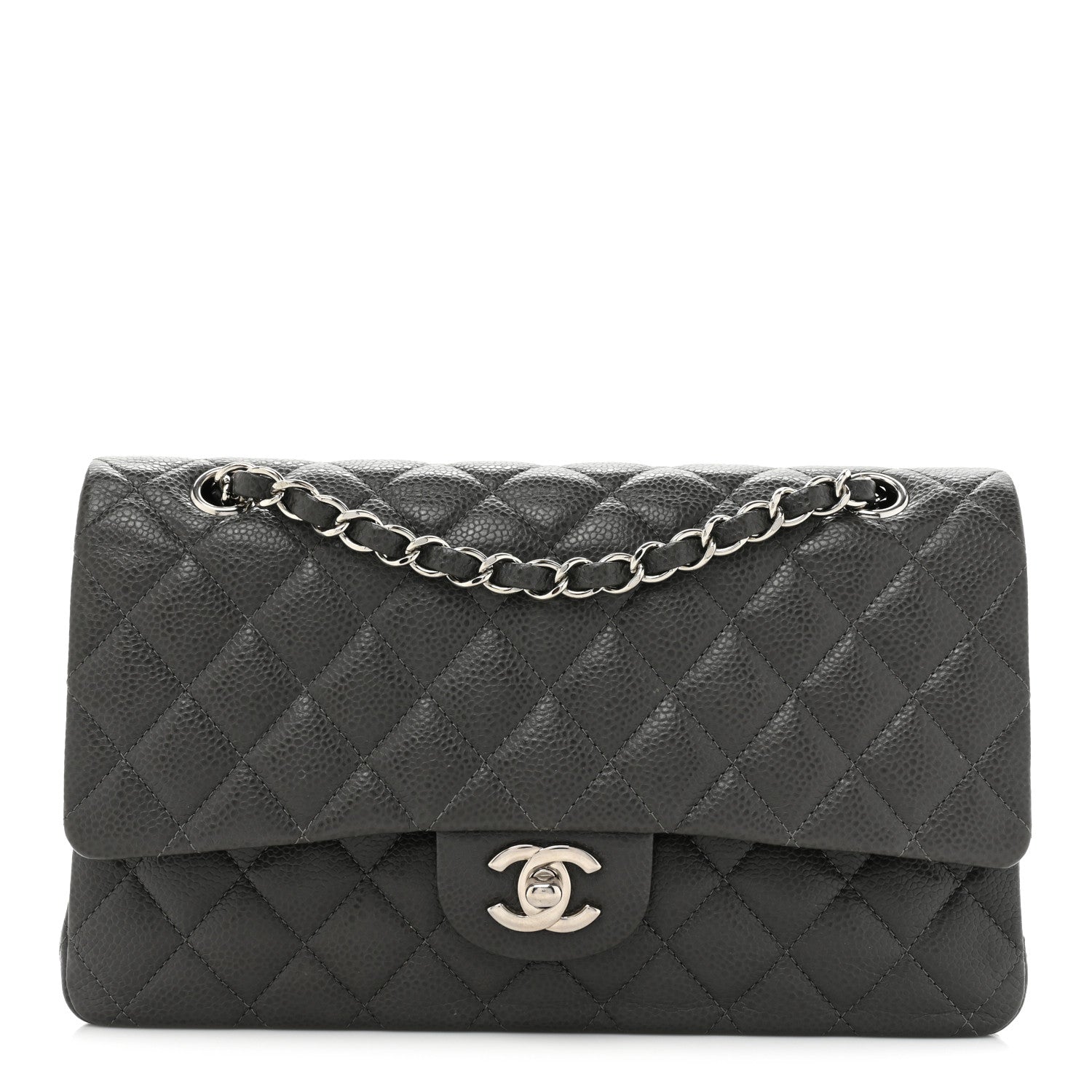 Chanel Caviar Quilted Medium Double Flap Dark Grey 1 of 16