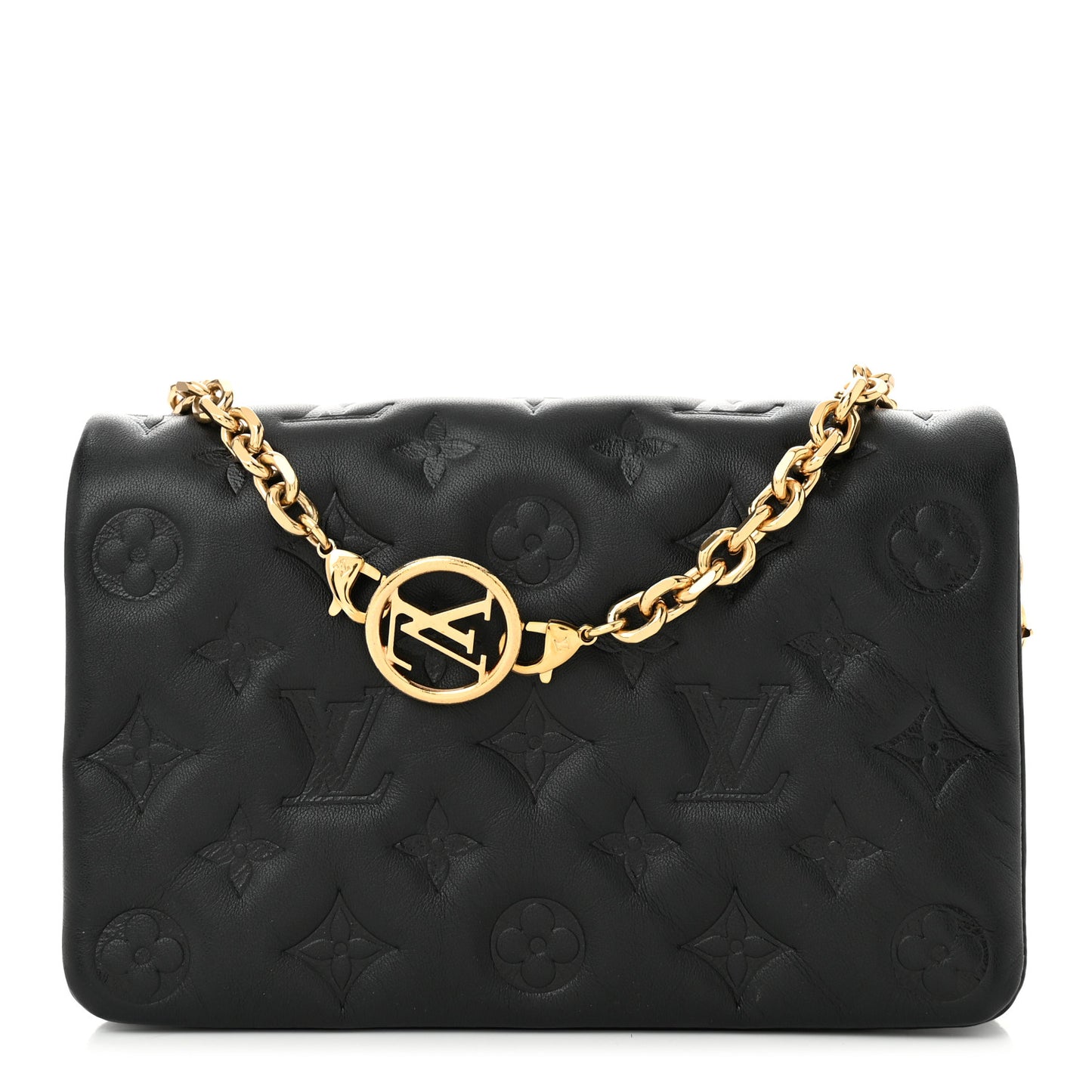 Lambskin Embossed Monogram Pochette Coussin Black