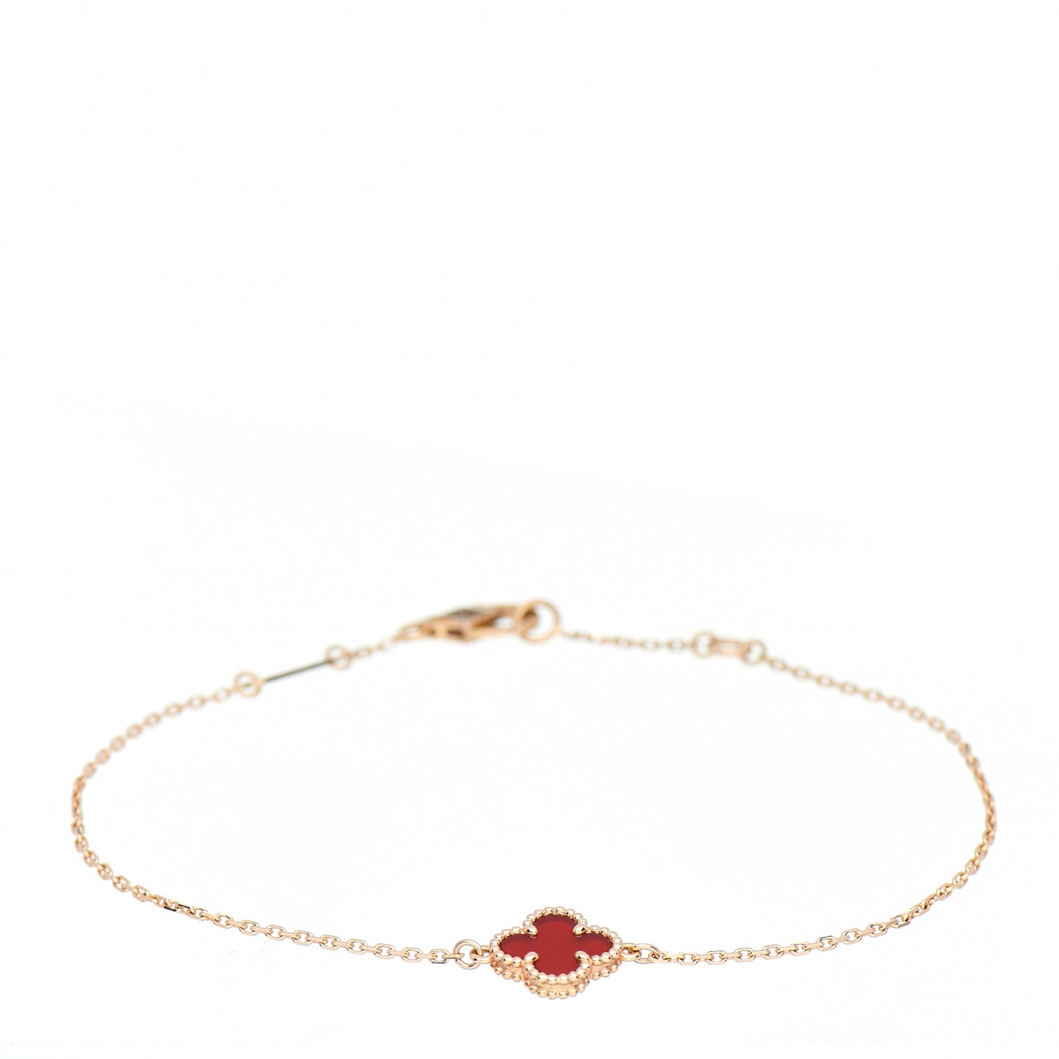 Van Cleef & Arpels 18K Rose Gold Carnelian Sweet Alhambra Bracelet 1 of 4