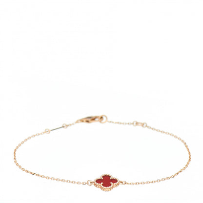 Van Cleef & Arpels 18K Rose Gold Carnelian Sweet Alhambra Bracelet 1 of 4