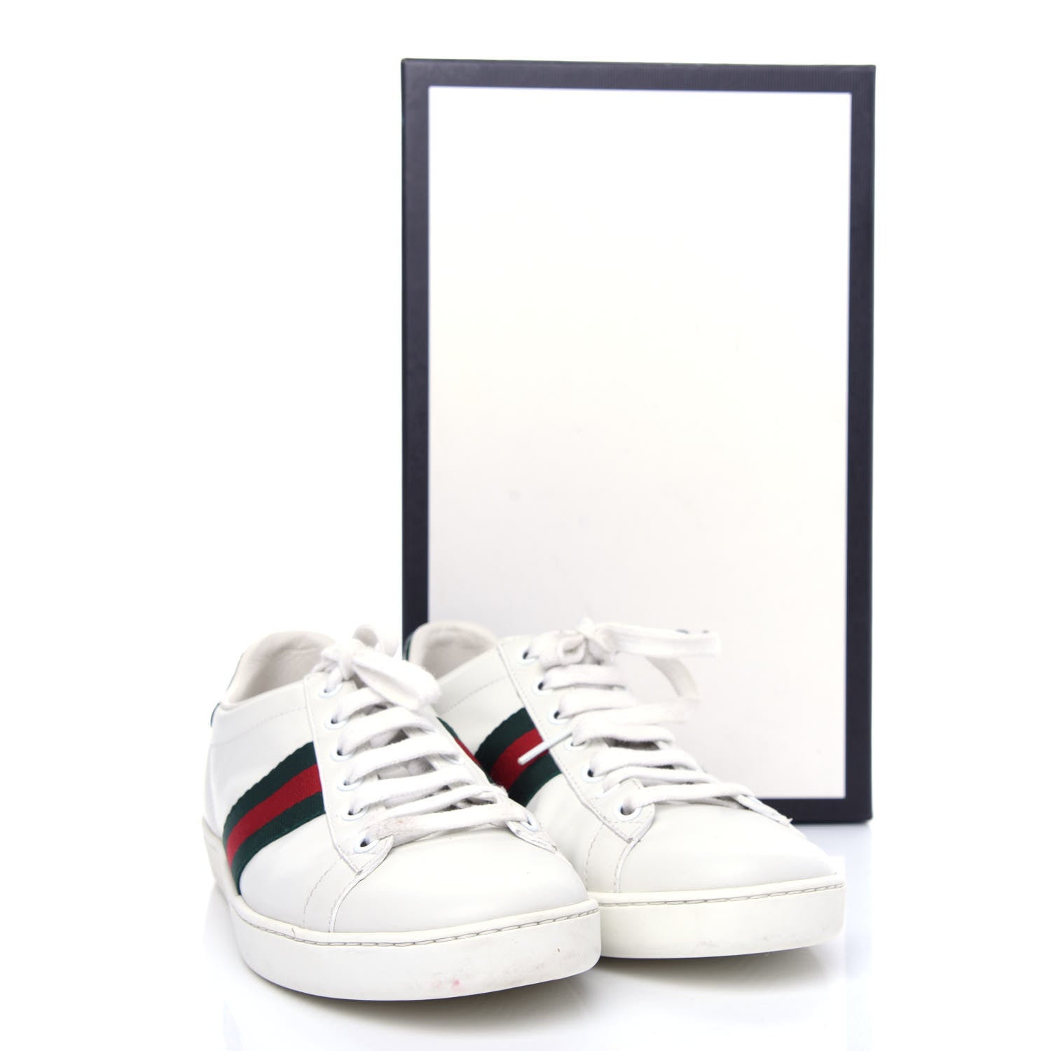 Gucci Calfskin Crocodile Web Womens Ace Sneakers 38 White Green 11 of 12