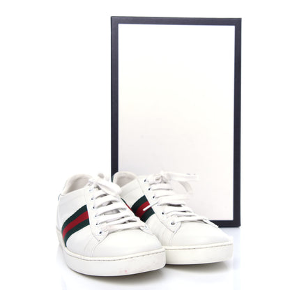 Gucci Calfskin Crocodile Web Womens Ace Sneakers 38 White Green 11 of 12