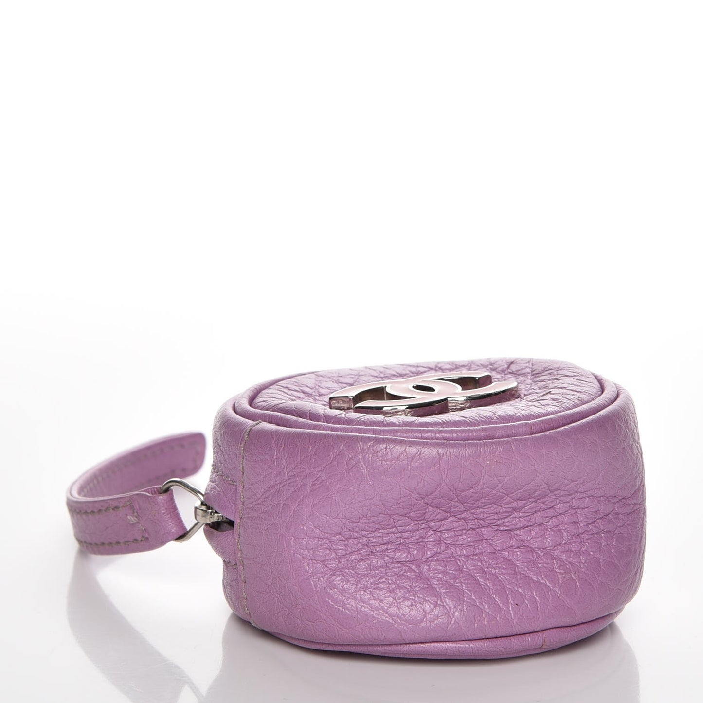 Calfskin Round CC Coin Purse Purple