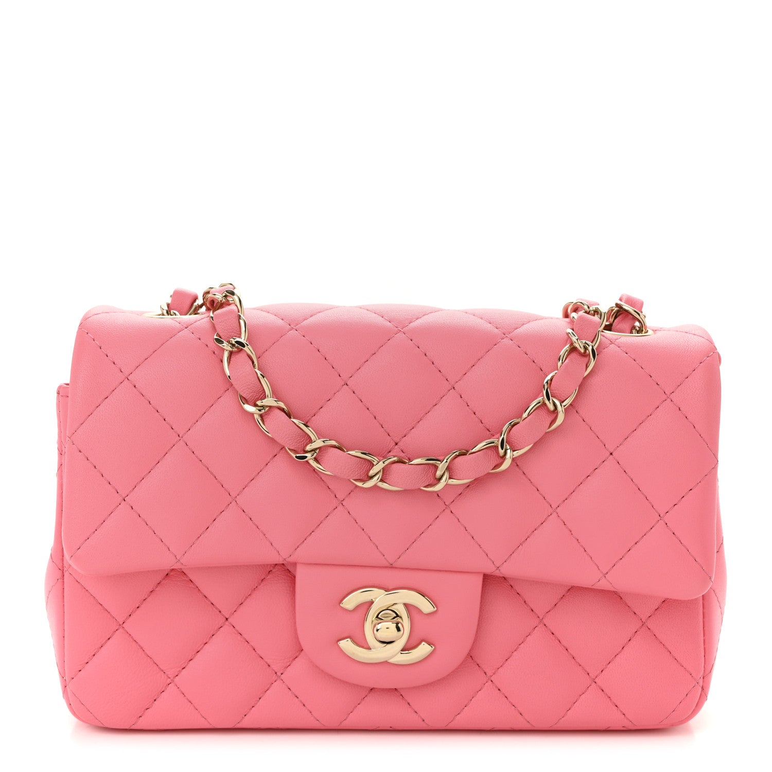 Chanel Lambskin Quilted Mini Rectangular Flap Pink 1 of 12