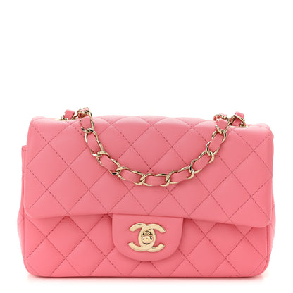 Chanel Lambskin Quilted Mini Rectangular Flap Pink 1 of 12