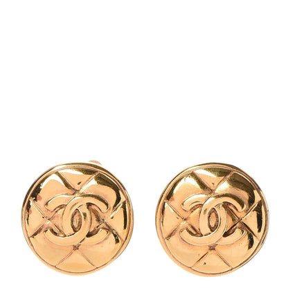 Chanel Round Quilted CC Clip On Earrings Gold 1 of 6