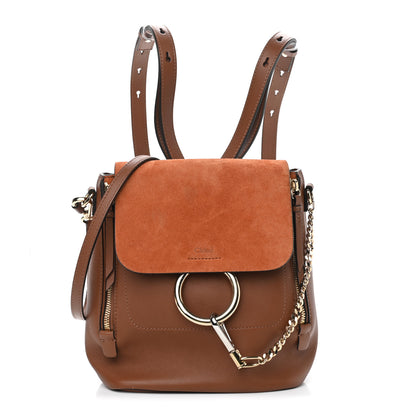 Chloe Suede Calfskin Small Faye Backpack Tan 1 of 14