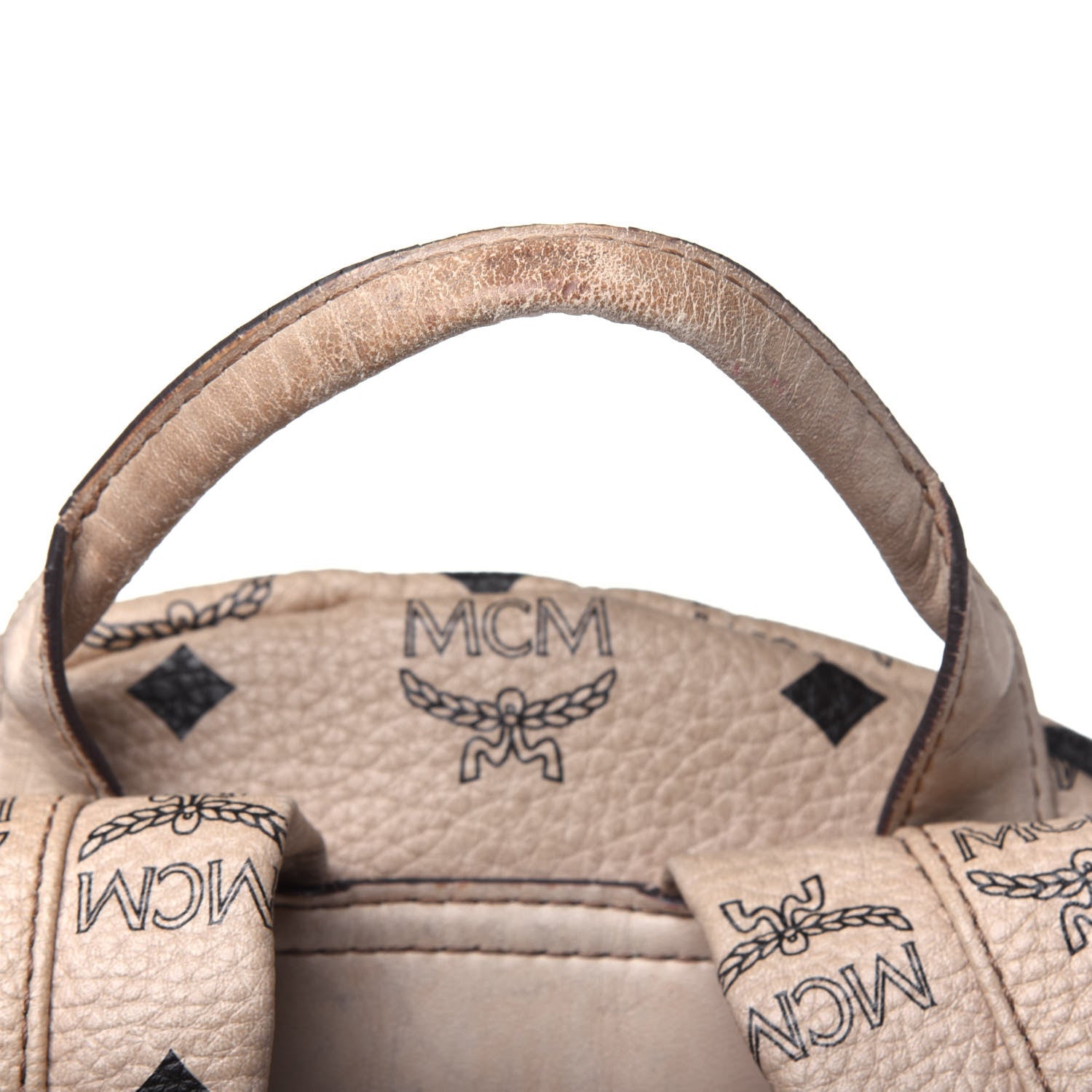 MCM Visetos Medium Sprinkle Stud Stark Backpack Beige 26 of 32