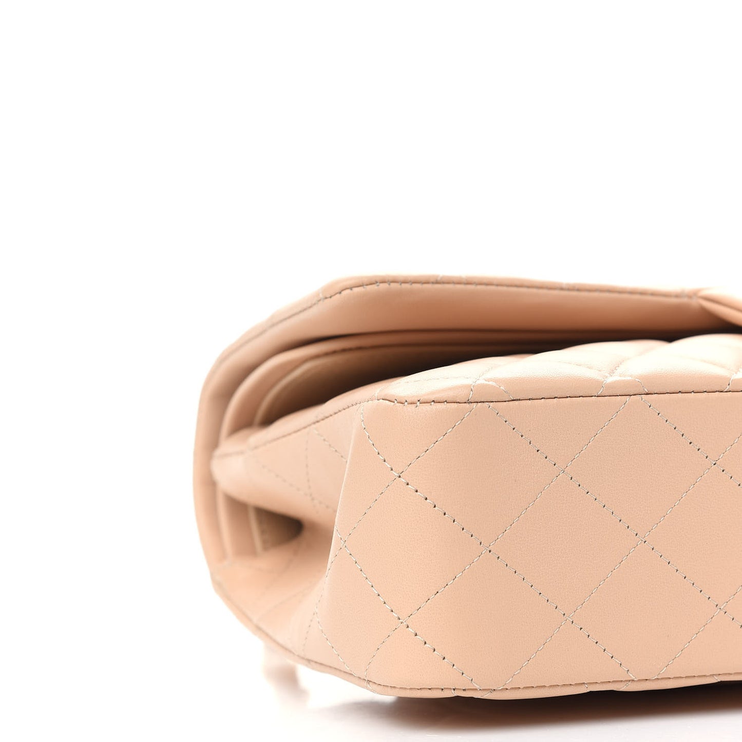 Lambskin Quilted Medium Double Flap Beige