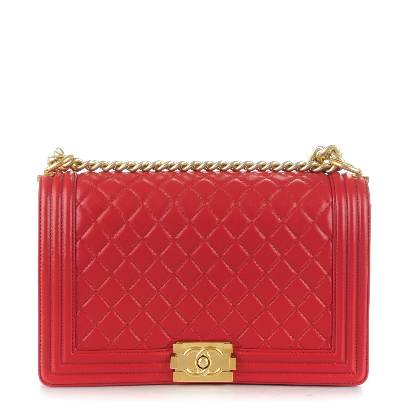 Lambskin Quilted New Medium Boy Flap Red