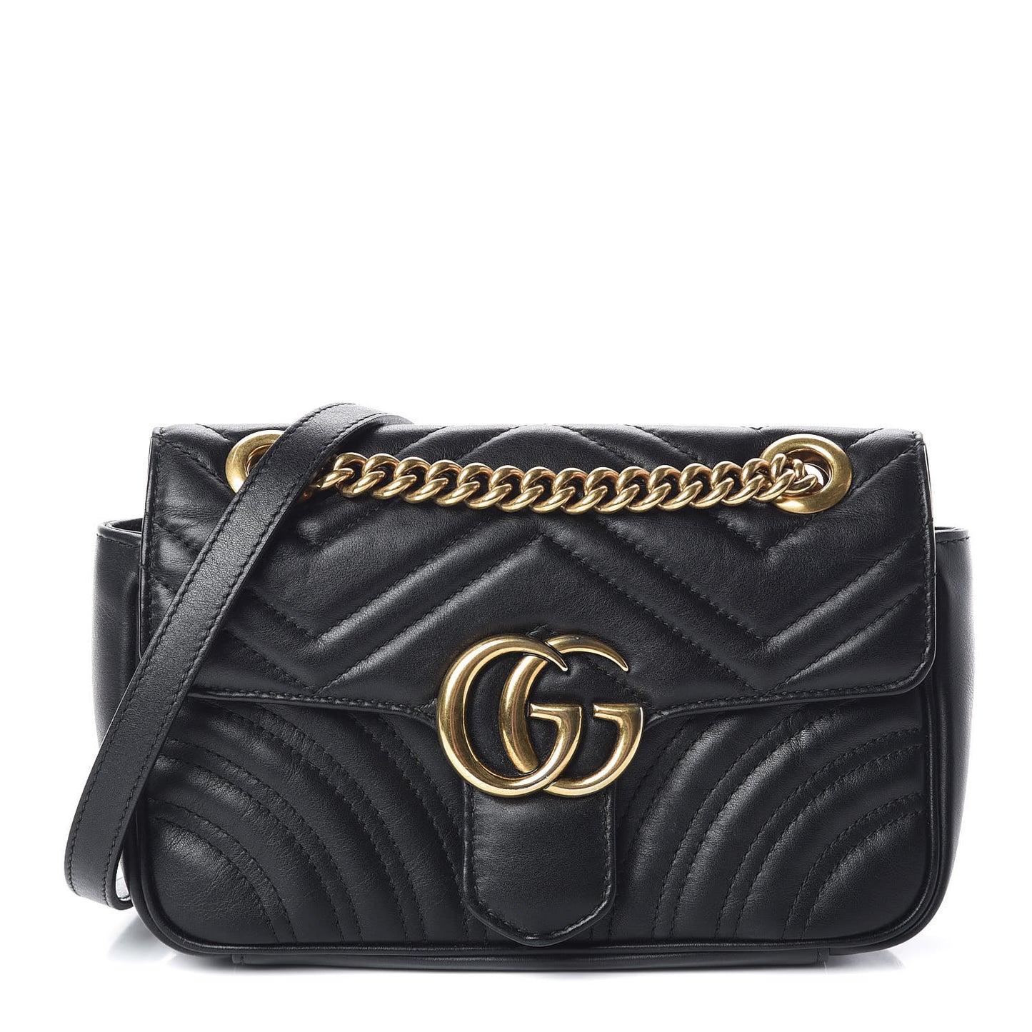 Calfskin Matelasse Mini GG Marmont Shoulder Bag Black