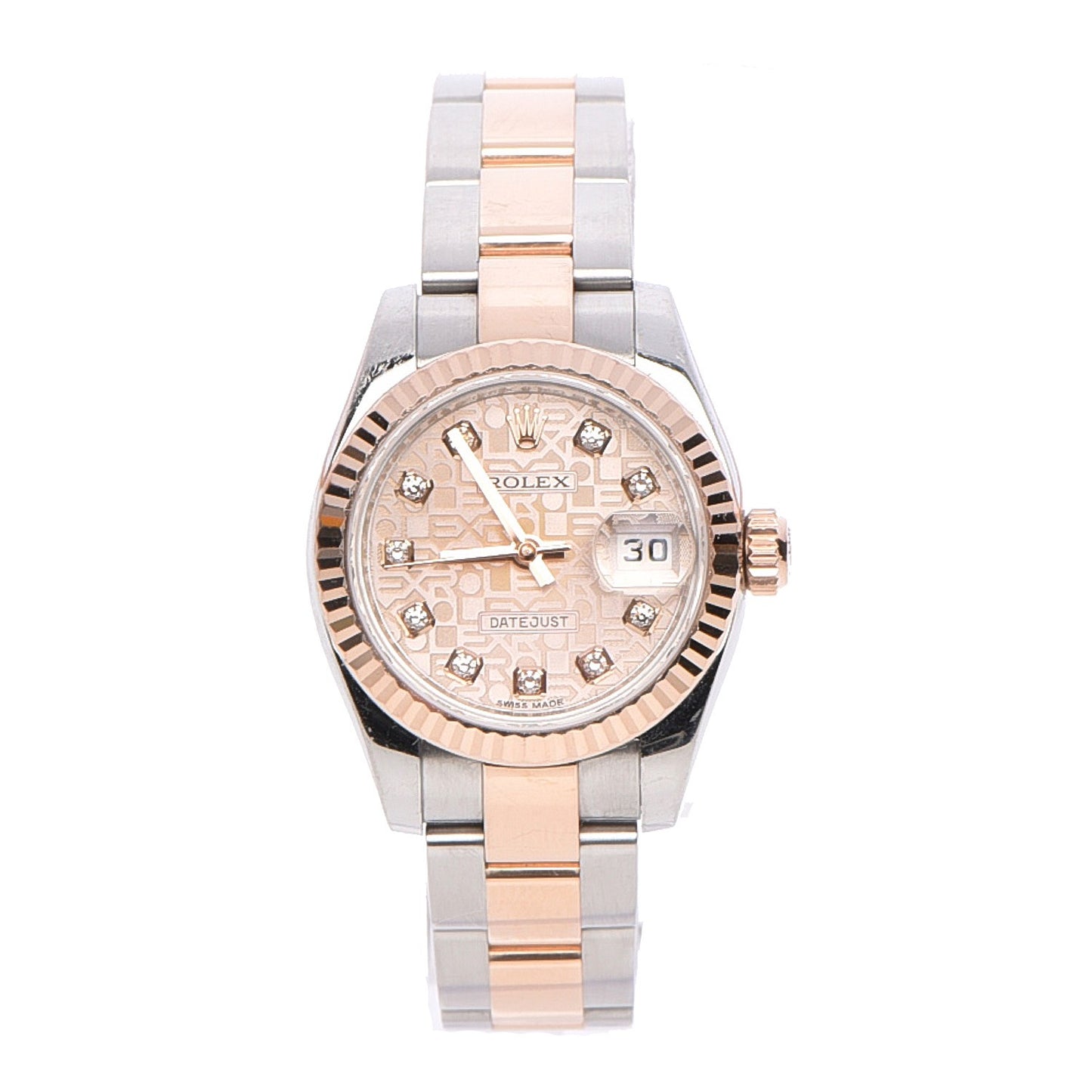 Stainless Steel 18K Everose Gold Diamond 26mm Oyster Perpetual Datejust Watch Pink 179171
