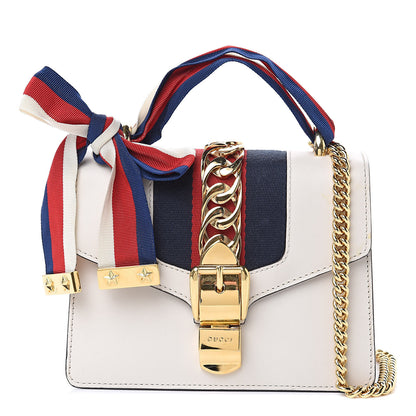 Gucci Calfskin Mini Sylvie Chain Shoulder Bag White 1 of 15