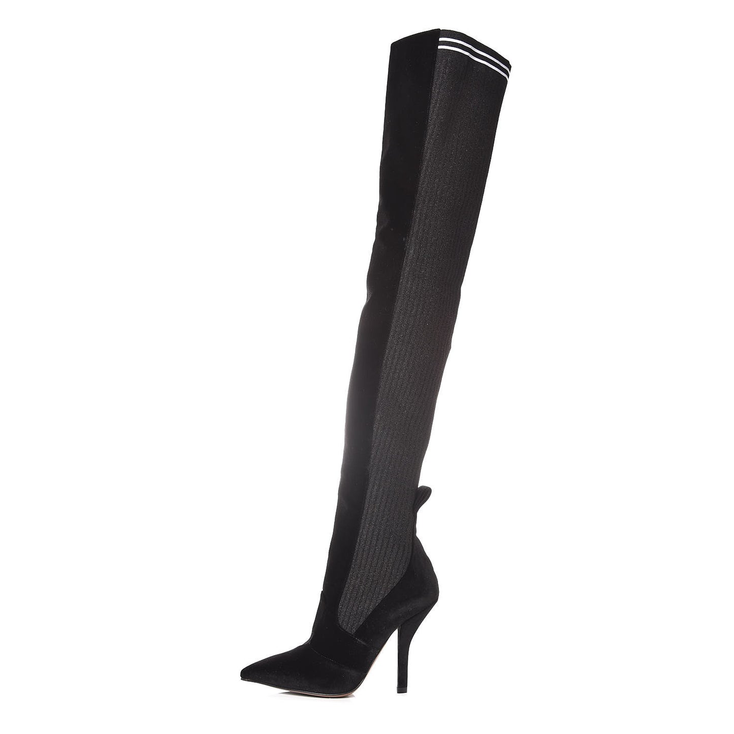 Velvet Lurex Rockoko Thigh High 105mm Boots 37 Black