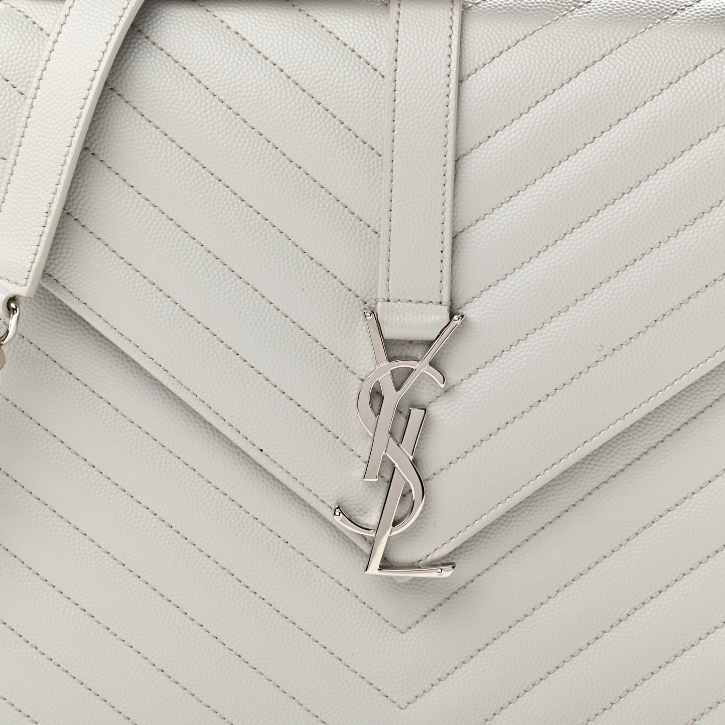 Grain De Poudre Matelasse Chevron Large Monogram Satchel Light Grey