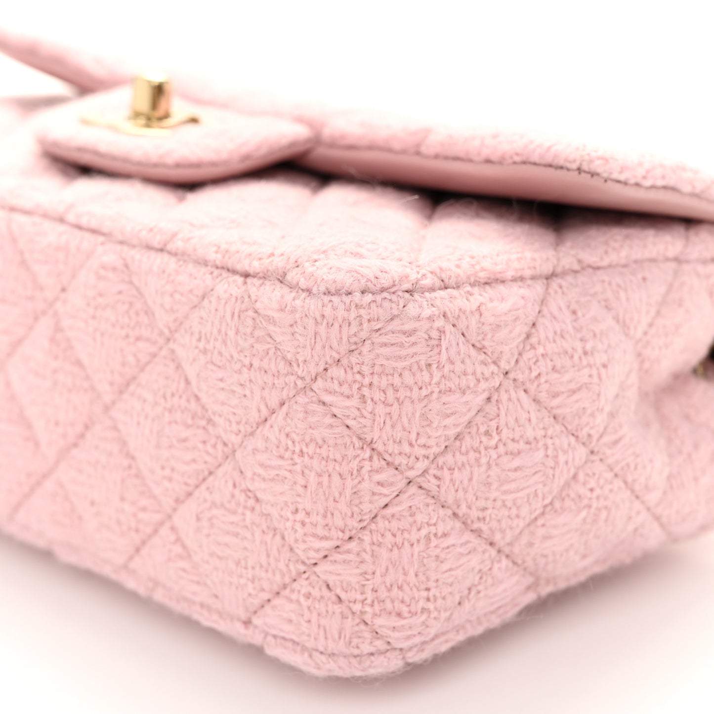 Tweed Quilted Mini Rectangular Flap Light Pink