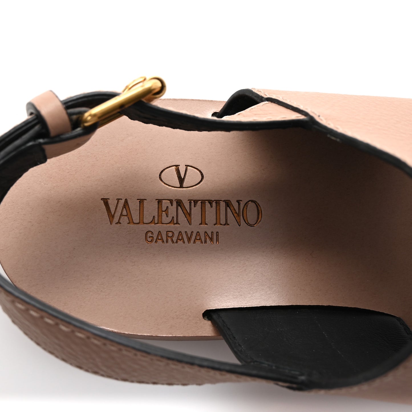 Grainy Cowhide Vlogo Slingback Flat Thong Sandals 35.5 Rose Cannelle