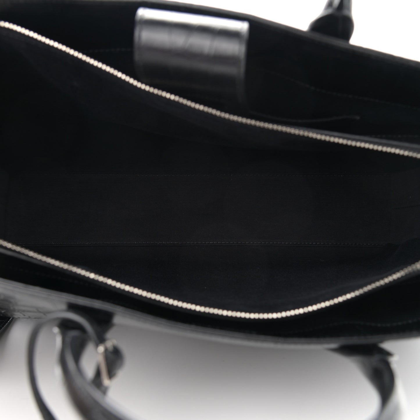 Calfskin Crocodile Embossed Large Jane Tote Bag Black
