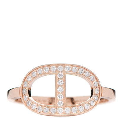 Hermes 18K Rose Gold Diamond Chaine d'Ancre Contour Ring 56 7.75 1 of 5