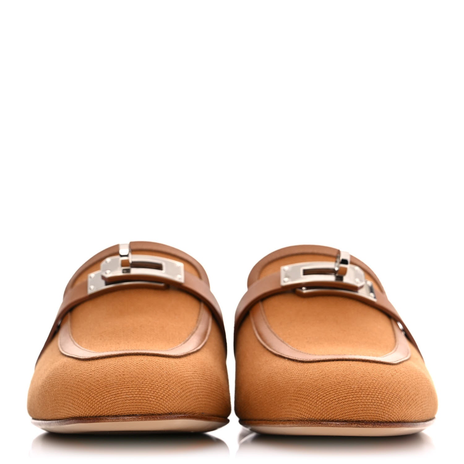Hermes Cotton Canvas Calfskin Oz Mules 38 Naturel Beige Dore 2 of 9
