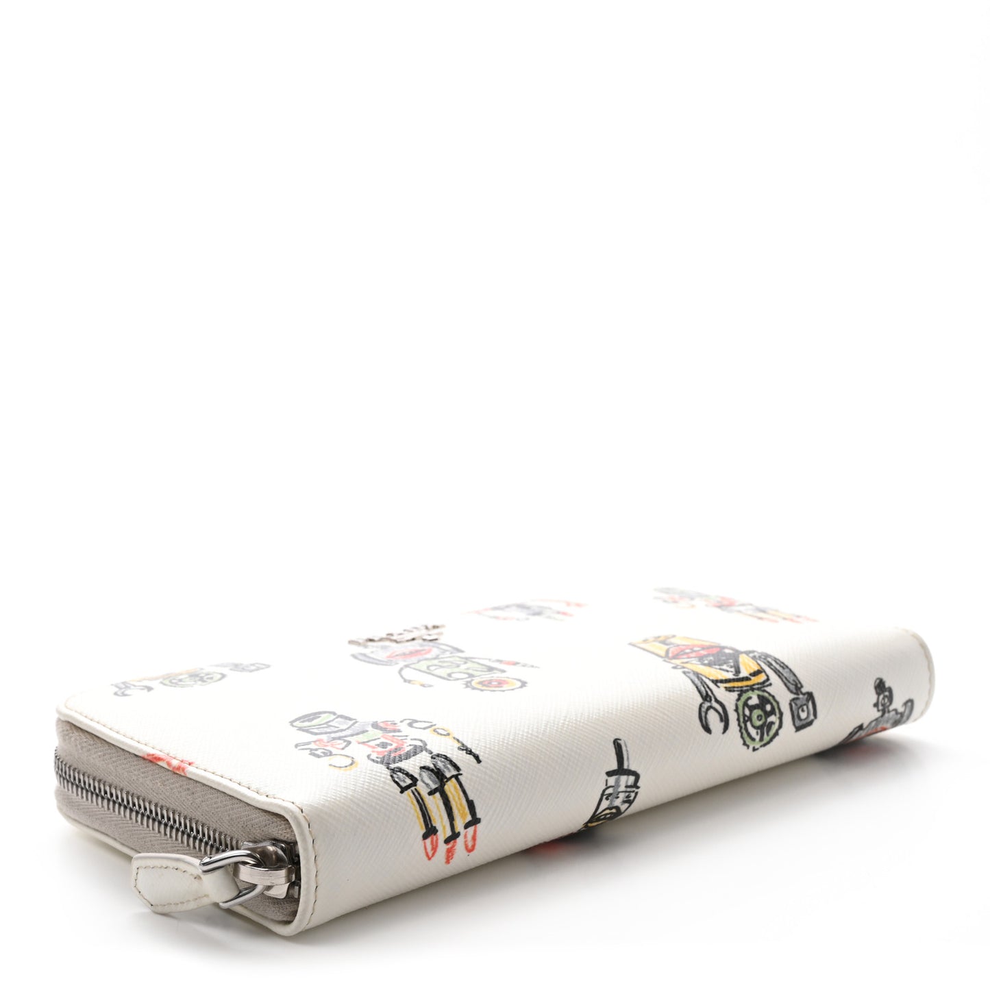 Saffiano Robot Zip Wallet White