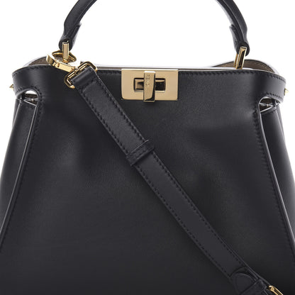 Fendi Vitello Tahiti Burro Medium Peekaboo Iconic Essentially Satchel Black Corda 10 of 13