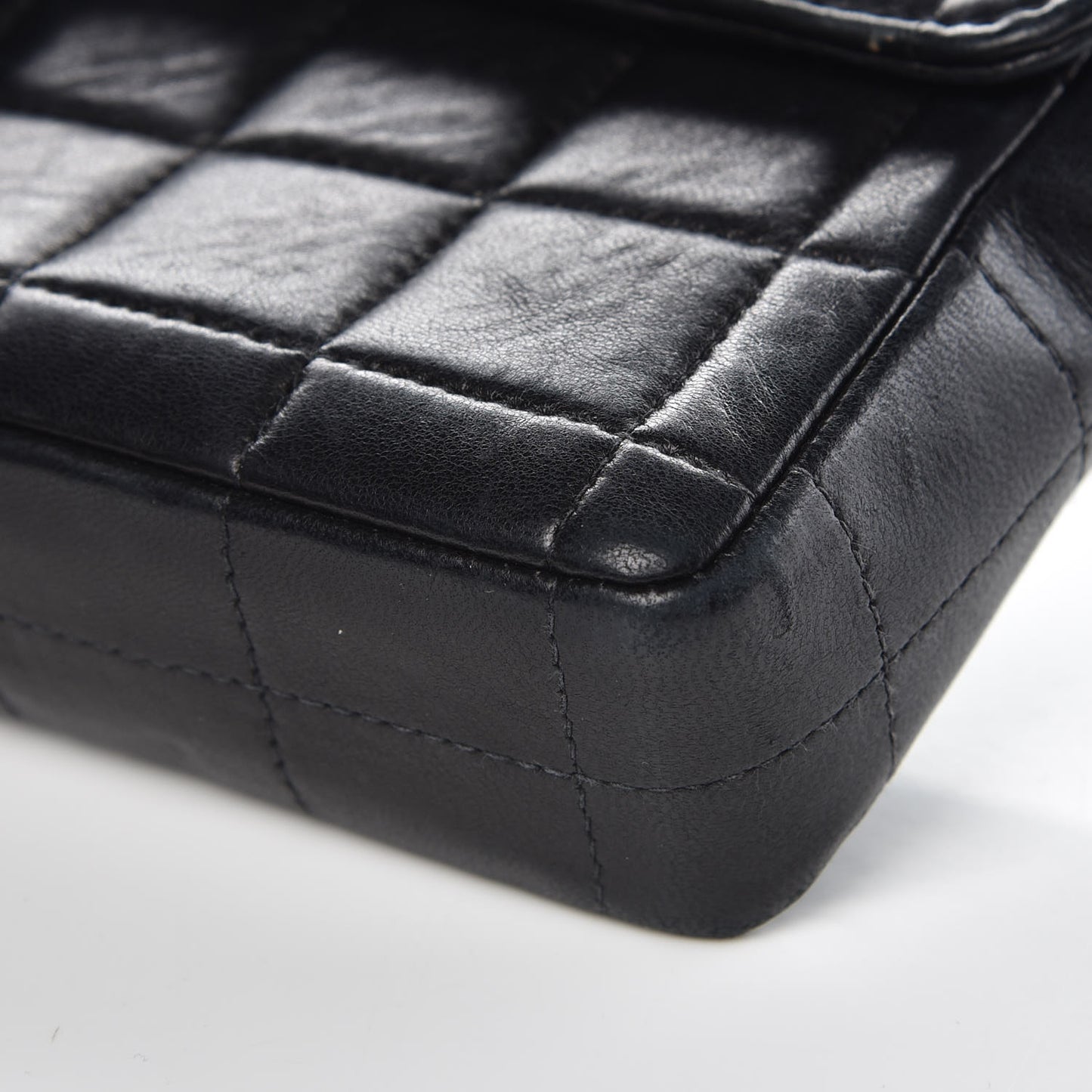 Lambskin East West Chocolate Bar Flap Black
