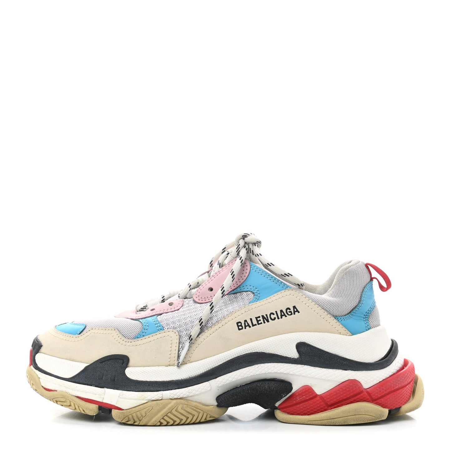 Fabric Mesh Womens Triple S Sneakers 41 White Blue Pink