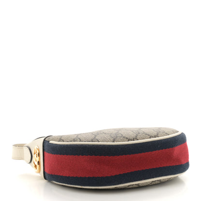 Gucci GG Supreme Monogram Textured Dollar Calfskin Web Mini Ophidia Half Moon Hobo Beige Ebony Mystic White 4 of 12