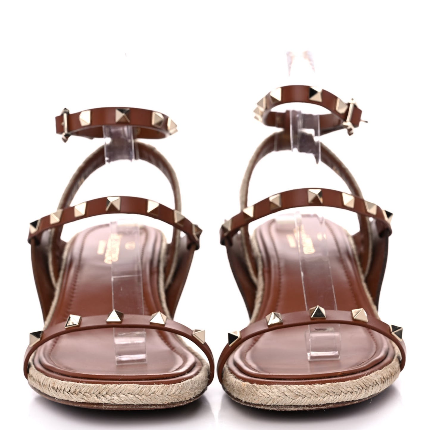 Calfskin Rockstud Ankle Strap Espadrille 10/60mm Sandals 39 Selleria