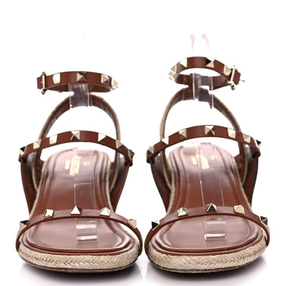 Valentino Garavani Calfskin Rockstud Ankle Strap Espadrille 10/60mm Sandals 39 Selleria 2 of 12
