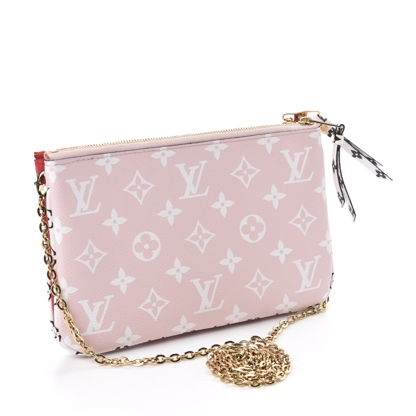 Monogram Giant Double Zip Pochette Rouge
