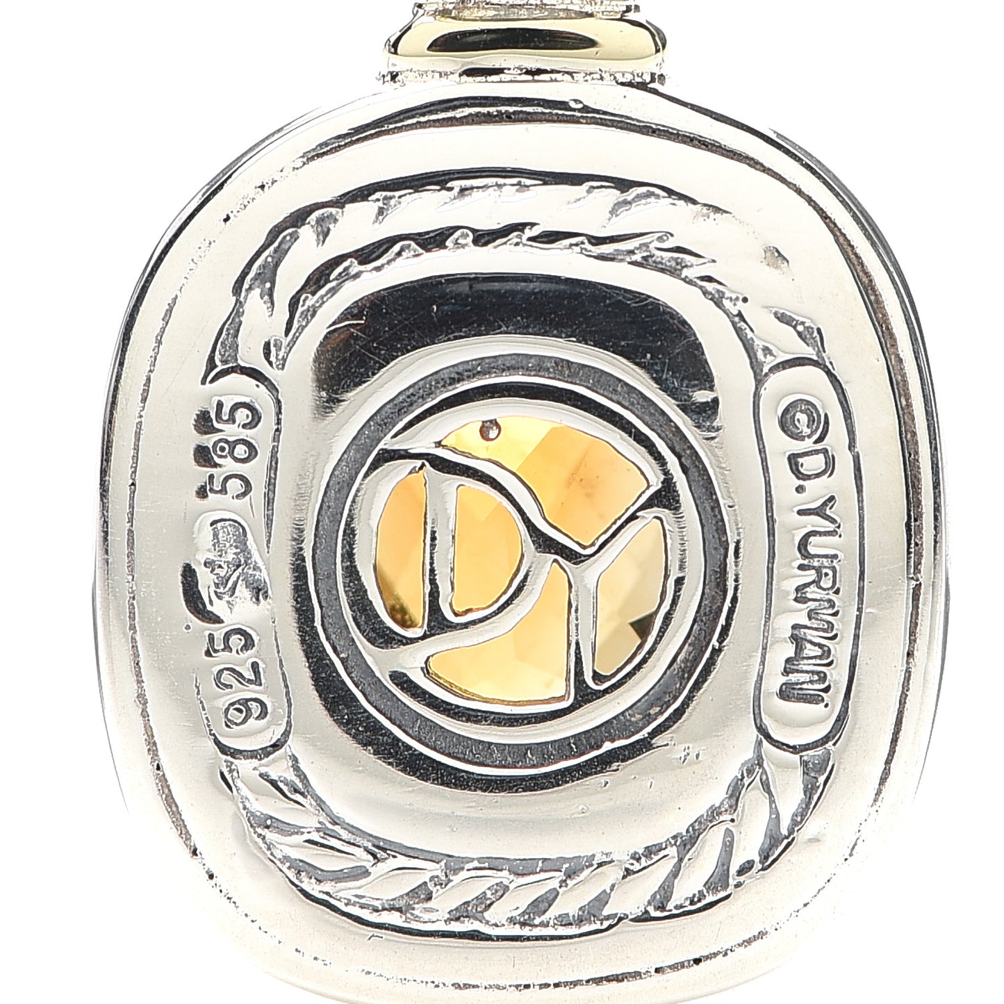 Sterling Silver 14K Yellow Gold Citrine 12mm Albion Enhancer Pendant
