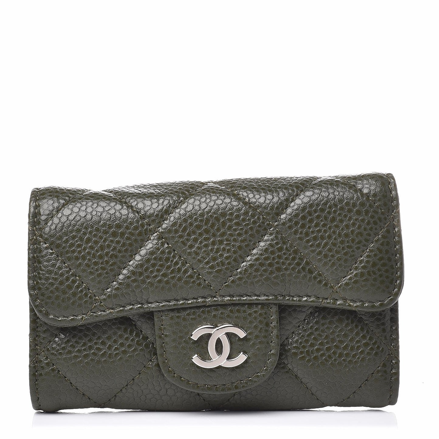 Caviar Quilted 6 Key Holder Green