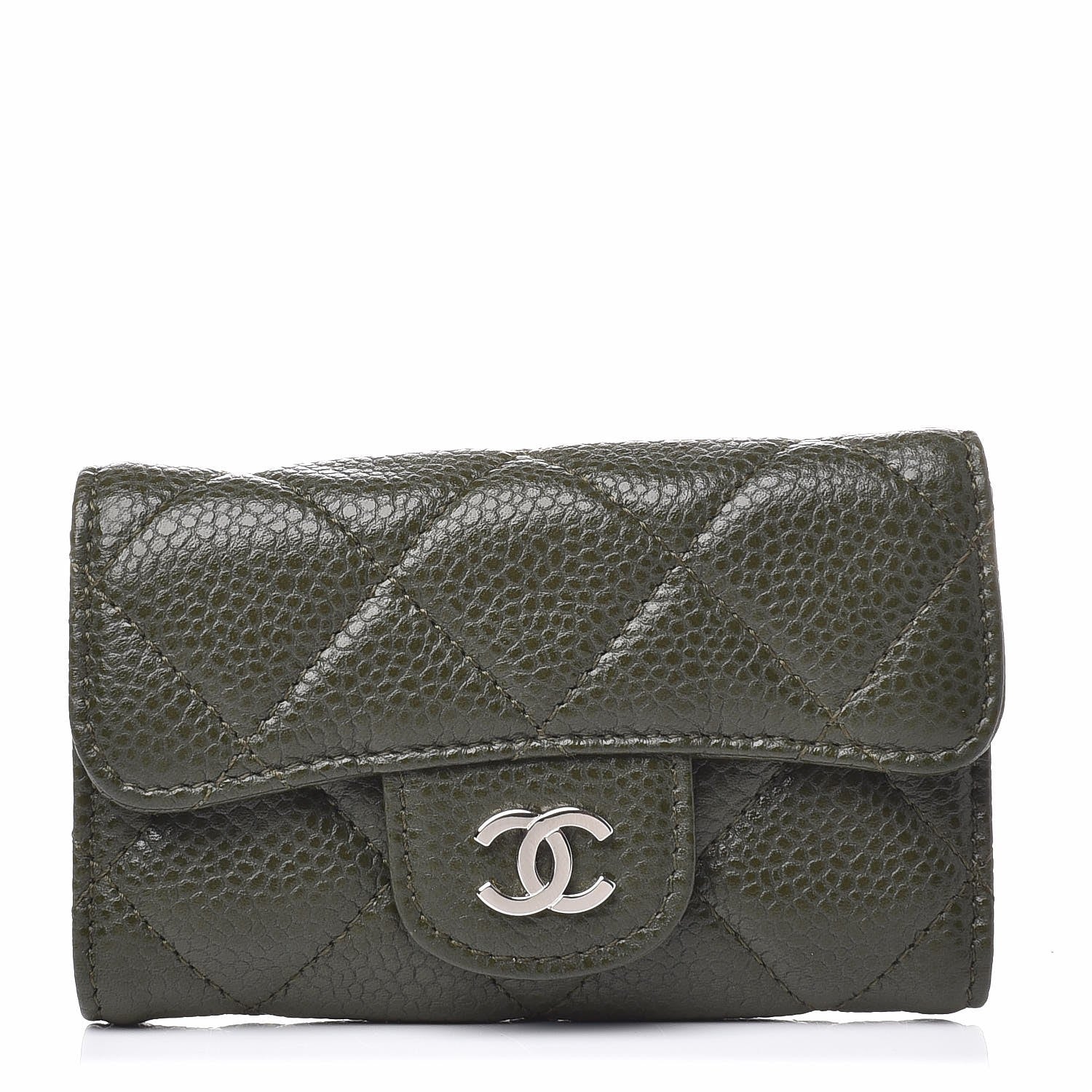 Chanel Caviar Quilted 6 Key Holder Green 1 of 12