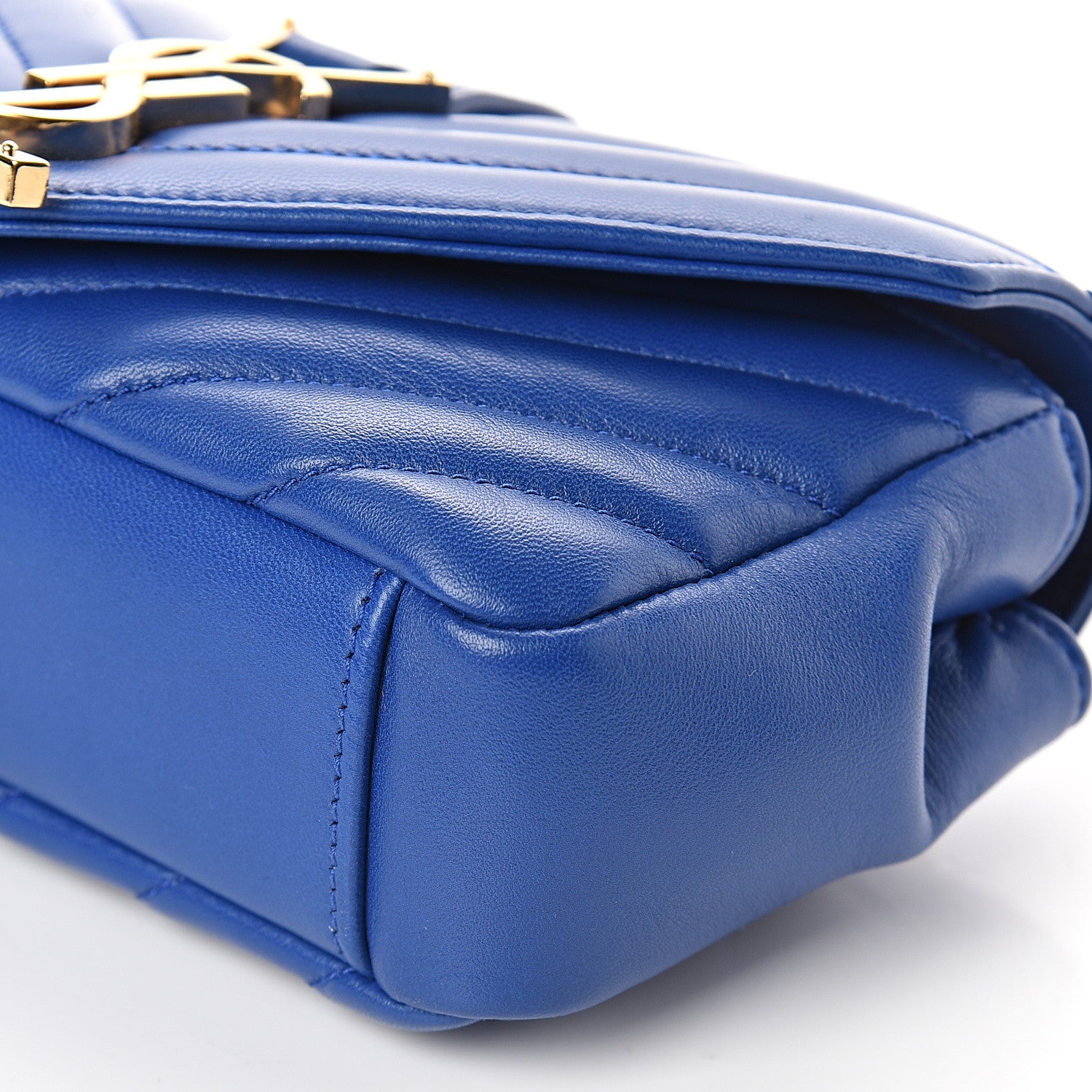 Saint Laurent Sheepskin Matelasse Chevron Monogram Classic Baby Chain Bag Blue Majorelle 7 of 7