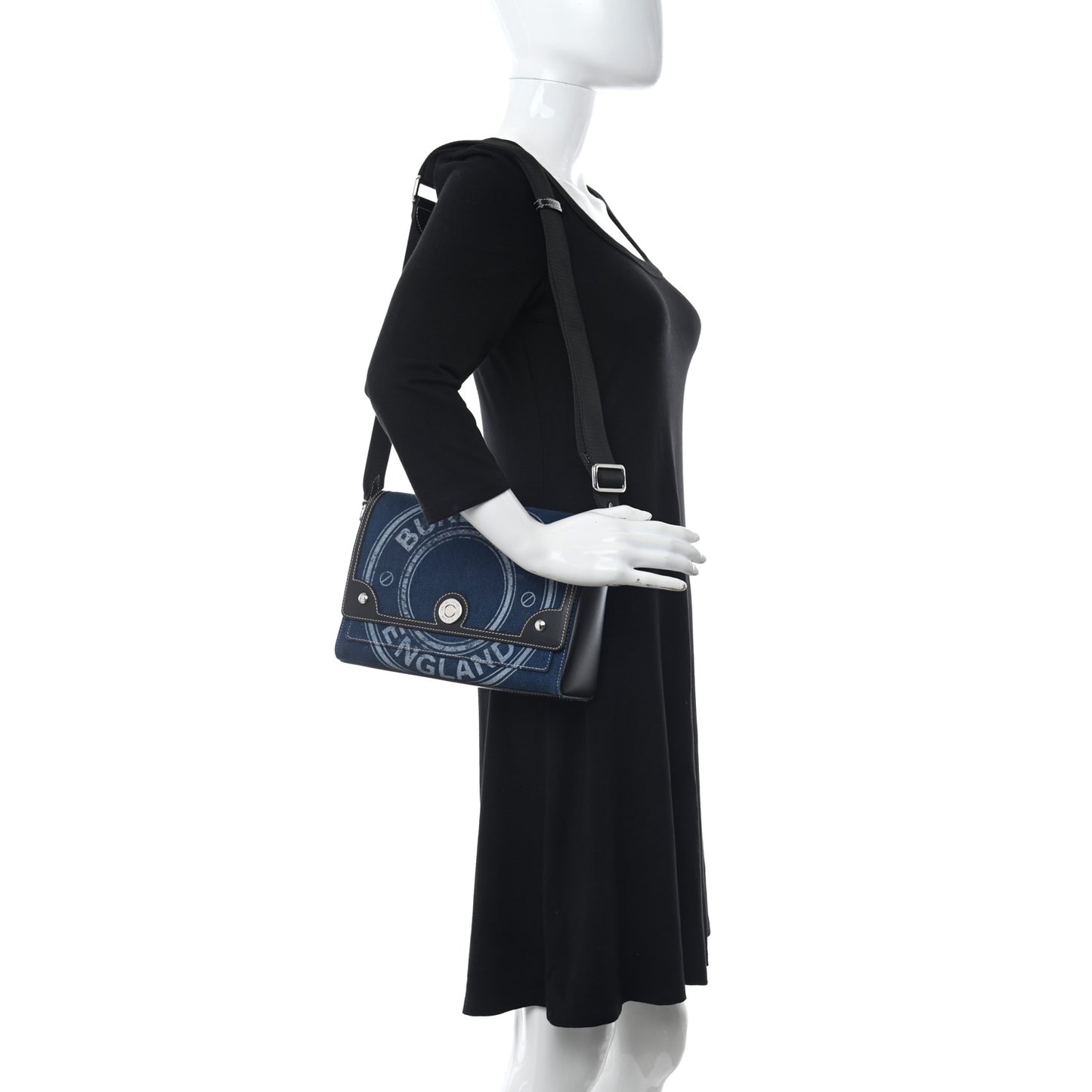 Denim Medium Print Note Crossbody Bag Blue