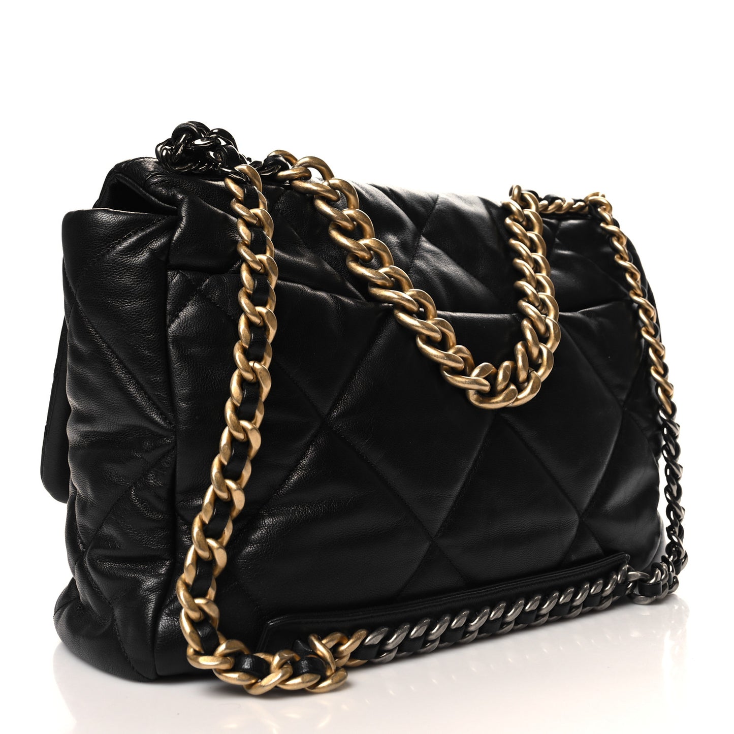 Goatskin Quilted Maxi Chanel 19 Flap Black